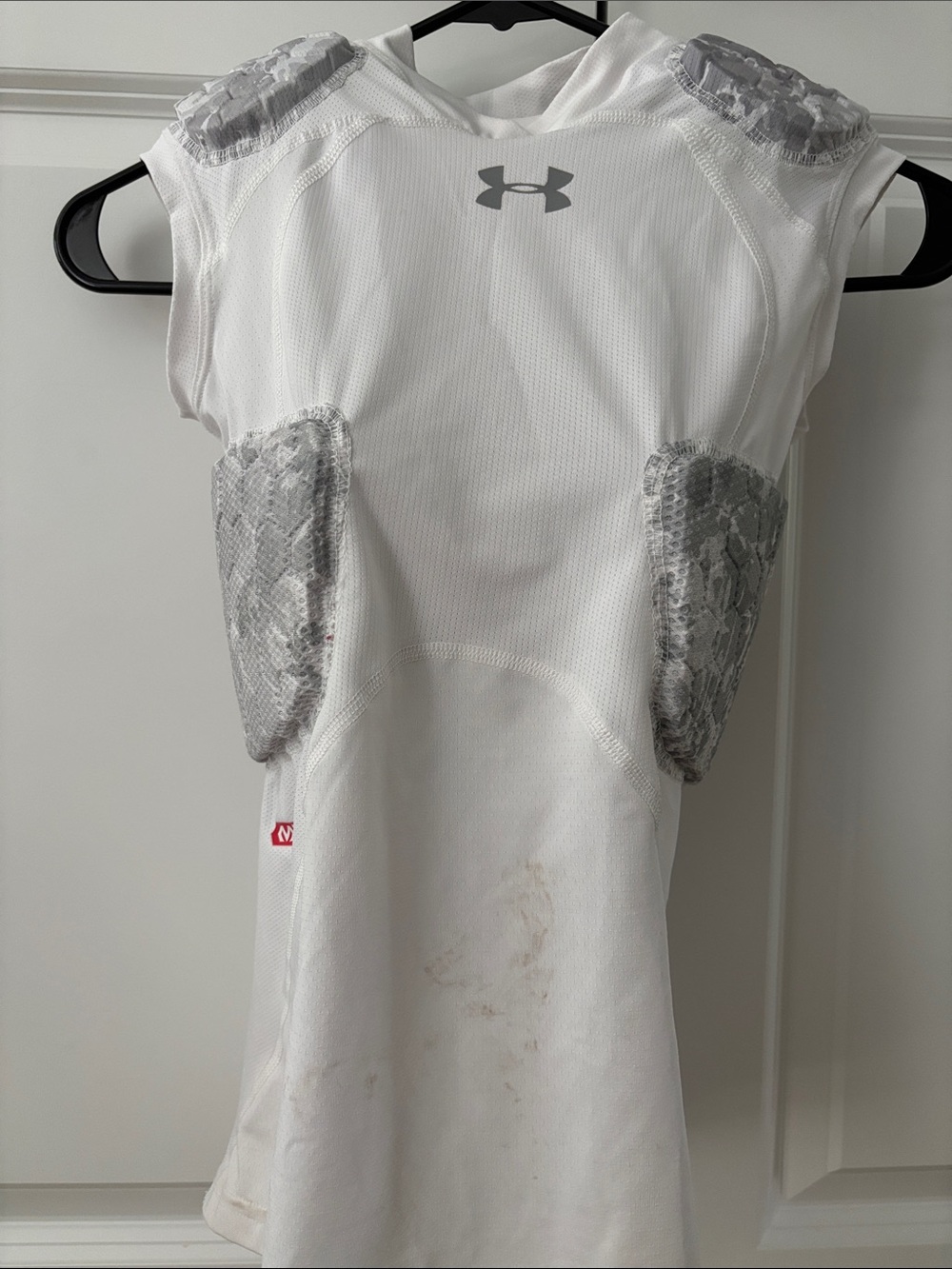 Under Armour White Sleeveless Padded Football Compression Shirt